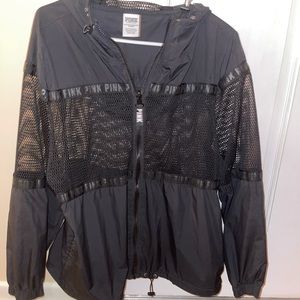 Pink Victoria’s Secret black wind breaker jacket !